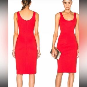 L’Agence Elegant Red Sleeveless Midi Dress